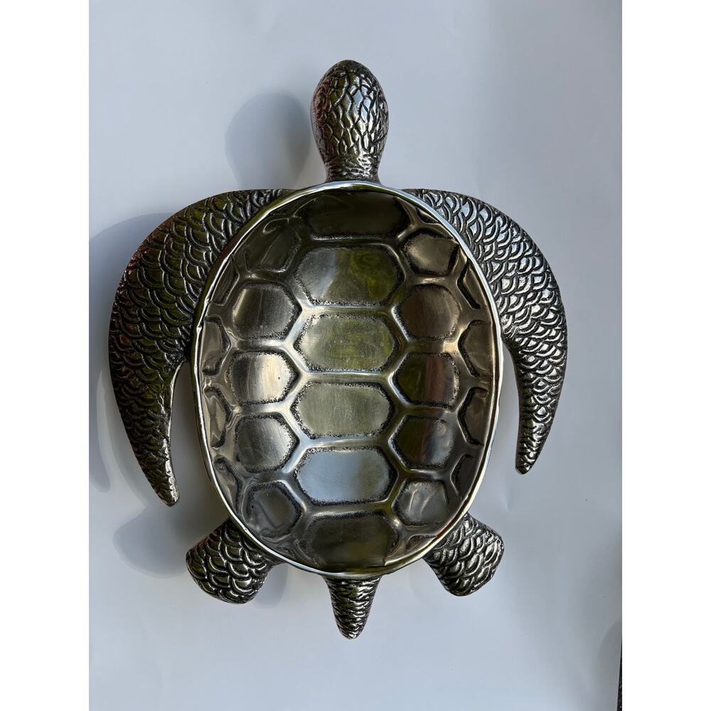 Sea Turtle Decorative Trinket Bowl Dish Barware Collection Metal 13"